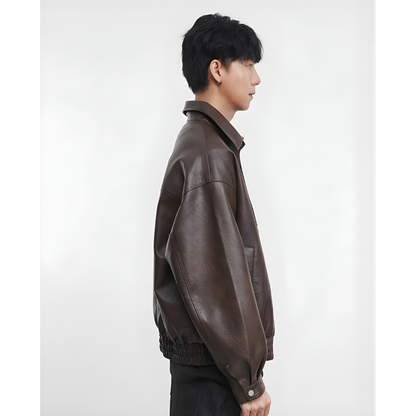 Fake Leather Single Designed Jacket