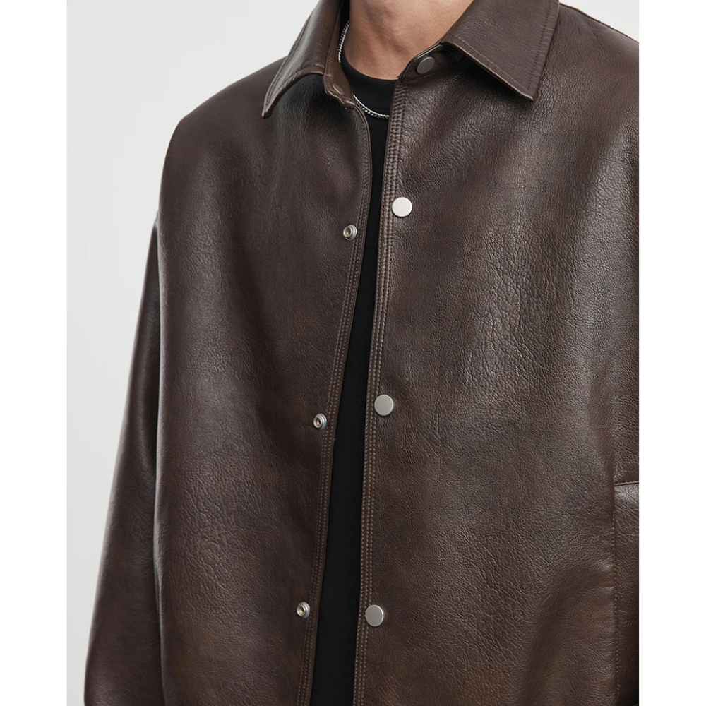 Fake Leather Single Designed Jacket