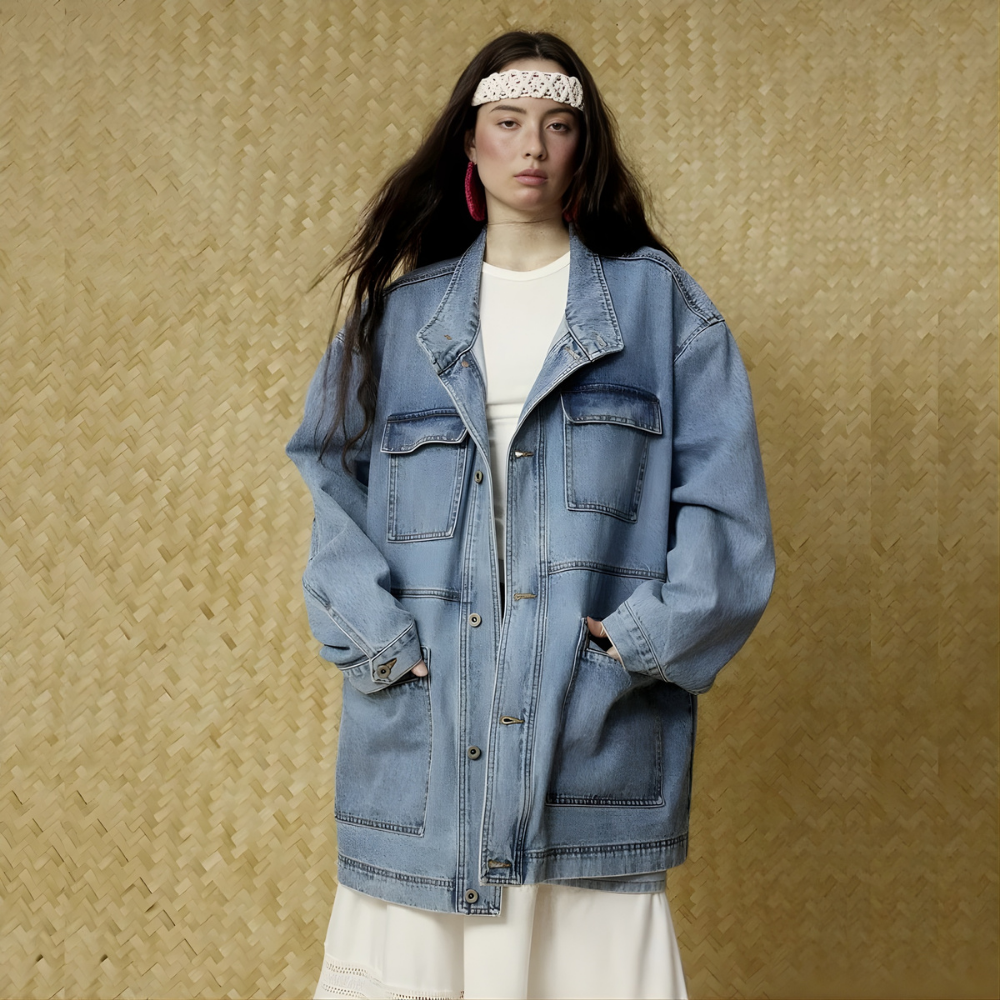 Oversized Denim Middle Coats