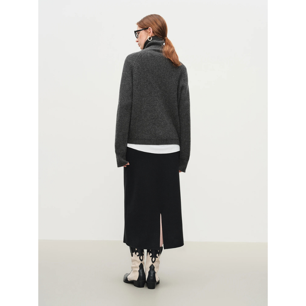 Wool Blend Full Zip Knit Cardigan