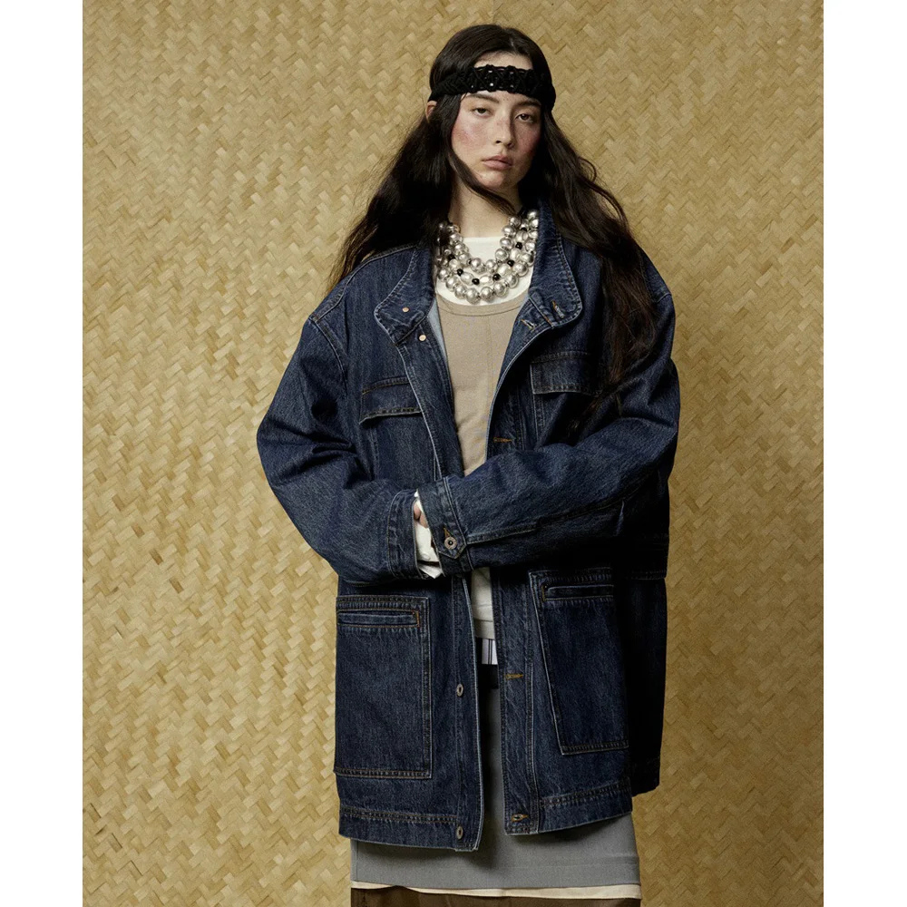 Oversized Denim Middle Coats