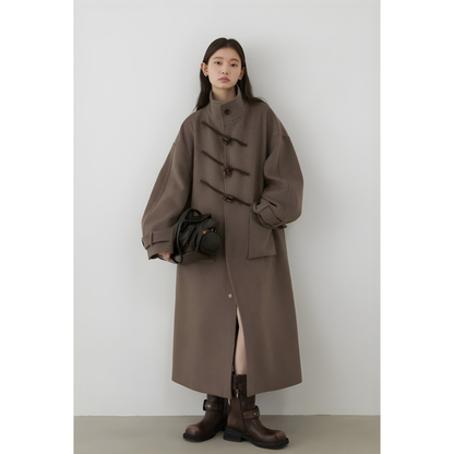 Diagonal Button Single Breasted Coat