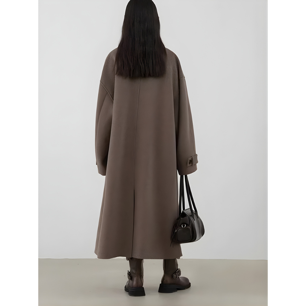 Diagonal Button Single Breasted Coat