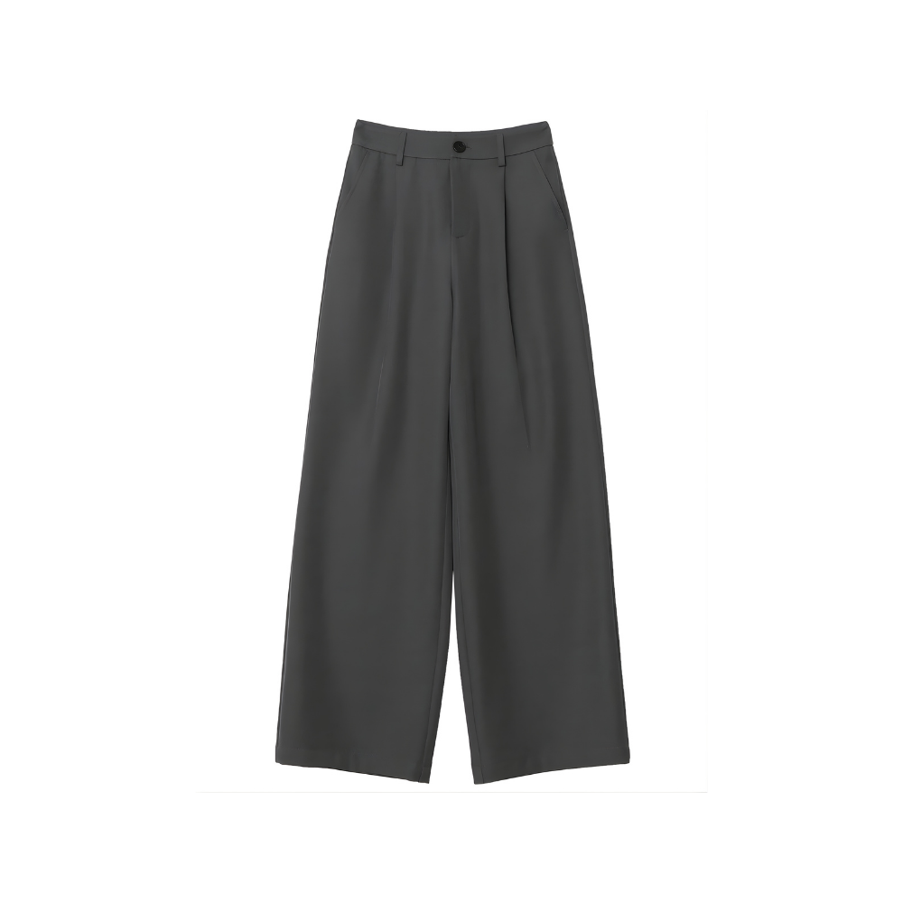 Two-tucked High Waist Straight Trousers