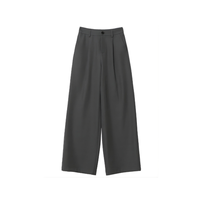 Two-tucked High Waist Straight Trousers