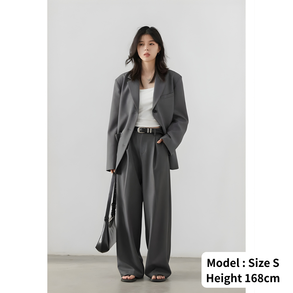 Two-tucked High Waist Straight Trousers