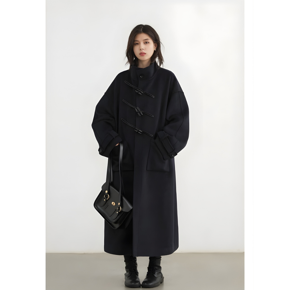 Diagonal Button Single Breasted Coat