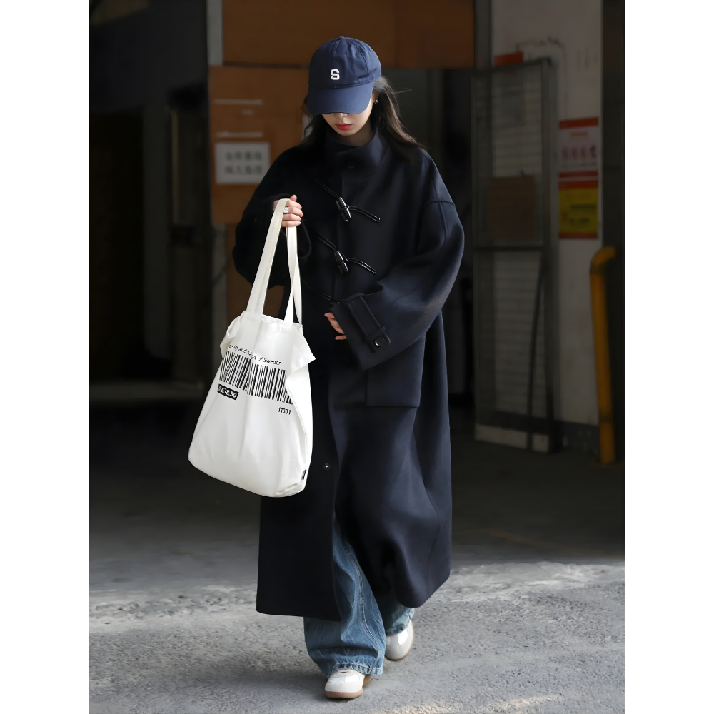 Diagonal Button Single Breasted Coat