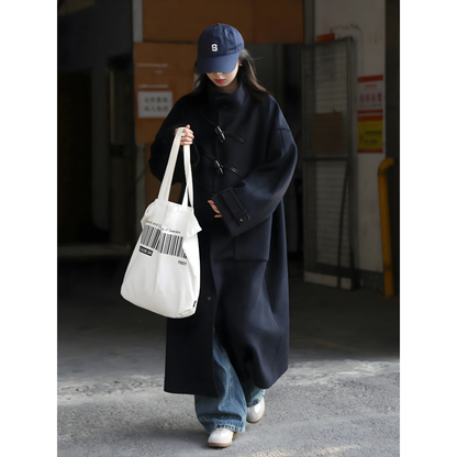 Diagonal Button Single Breasted Coat
