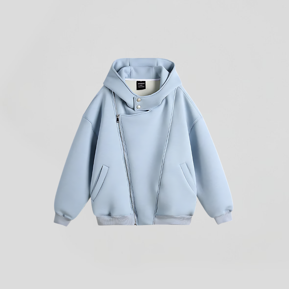 Diagonal Zipper Sweat Hoodie Jacket