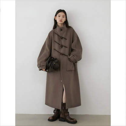 Diagonal Button Single Breasted Coat