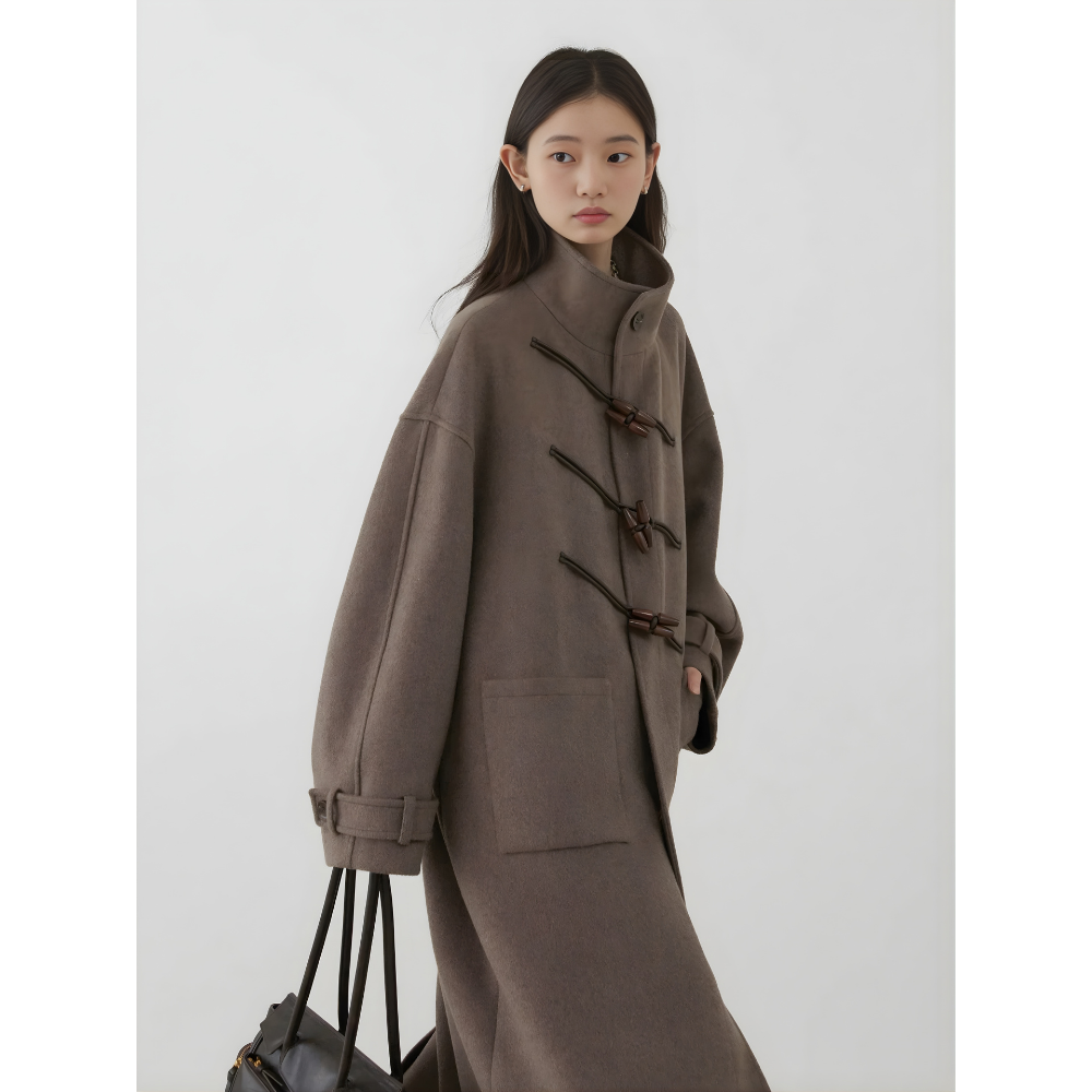 Diagonal Button Single Breasted Coat