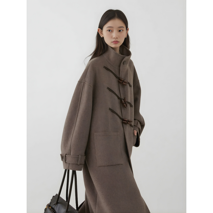 Diagonal Button Single Breasted Coat