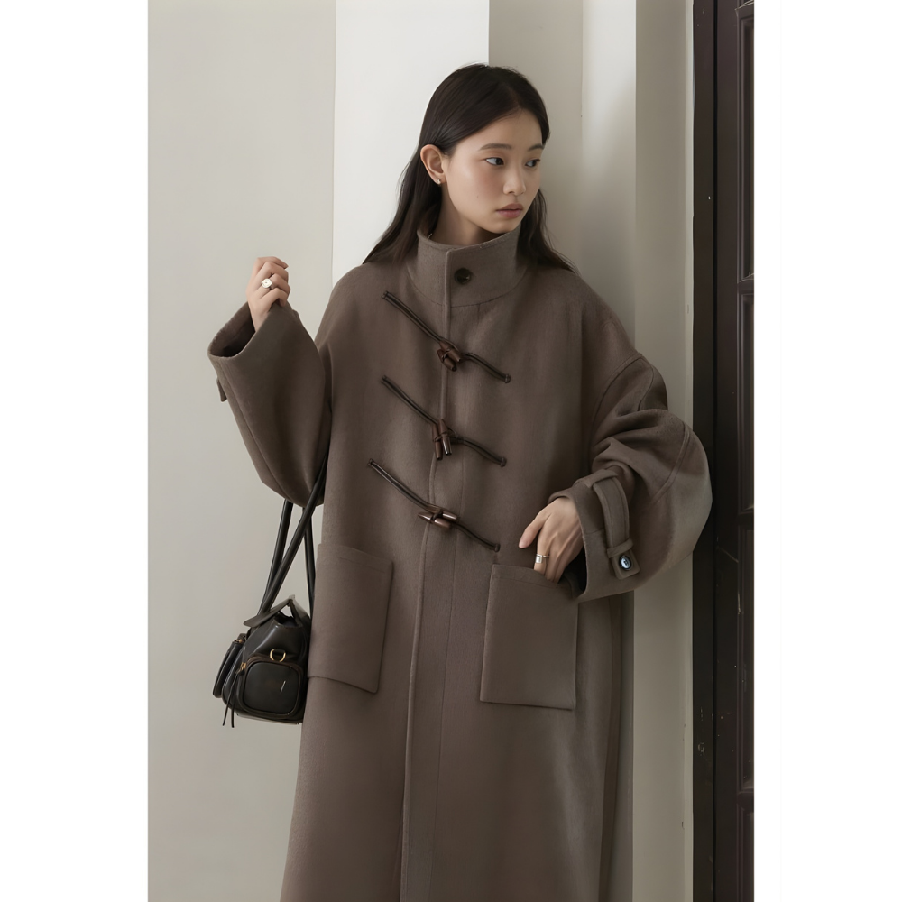 Diagonal Button Single Breasted Coat