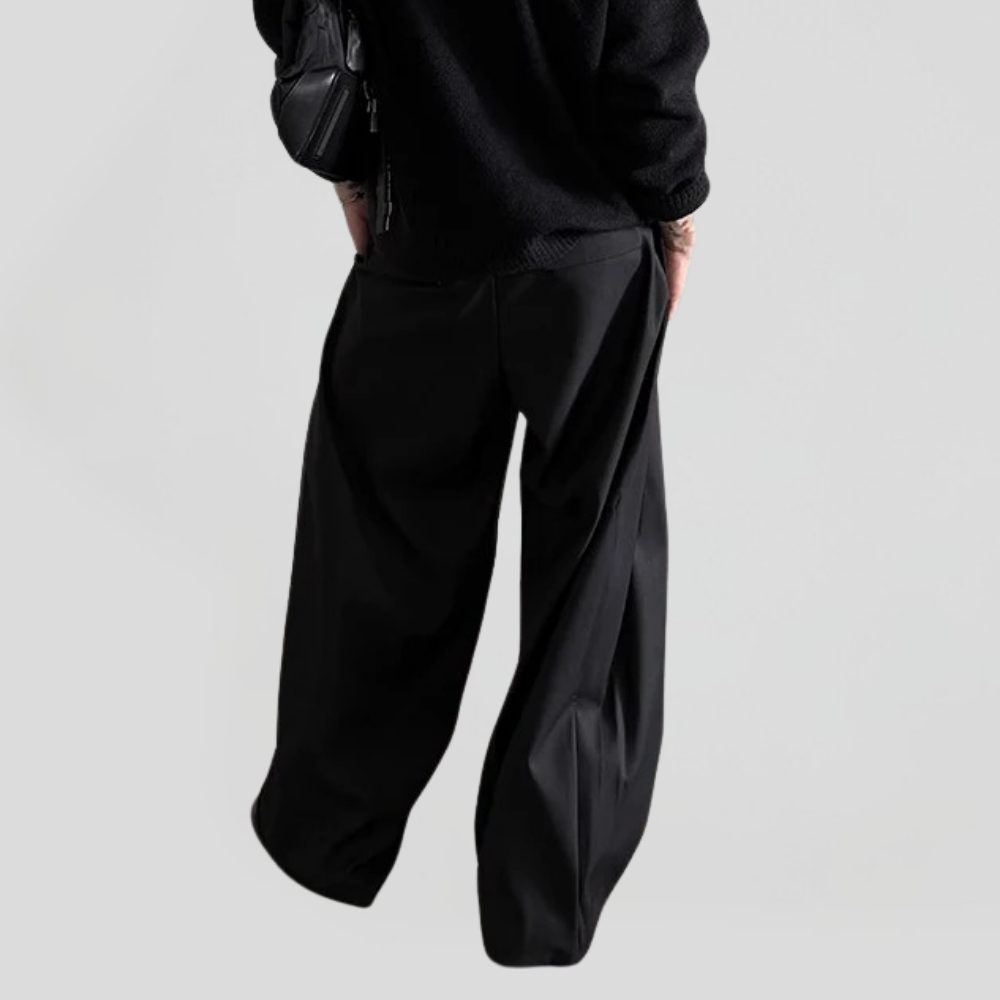 Two-tack Folded Pleated Wide Trousers