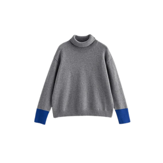 Color-Blocked Turtle Neck Knit