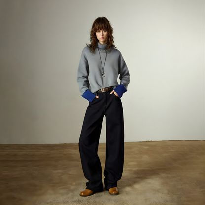 Color-Blocked Turtle Neck Knit