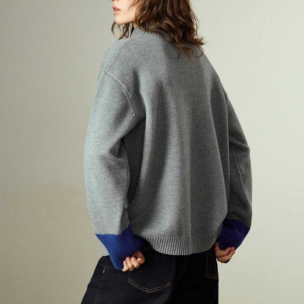 Color-Blocked Turtle Neck Knit