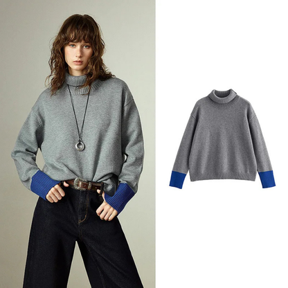 Color-Blocked Turtle Neck Knit