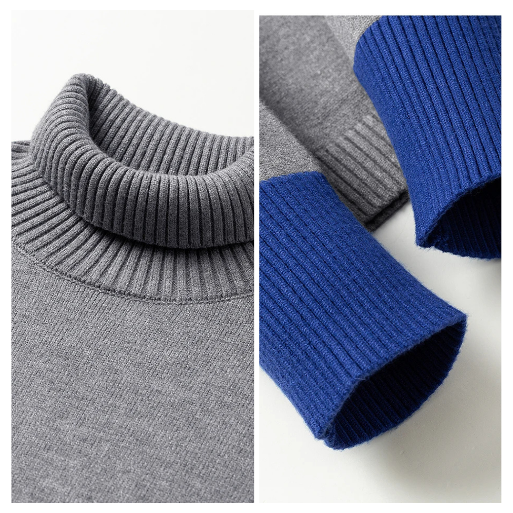 Color-Blocked Turtle Neck Knit