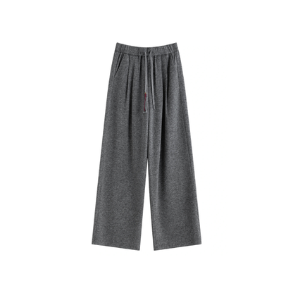 Drawstring Wool Blend Straight Trousers