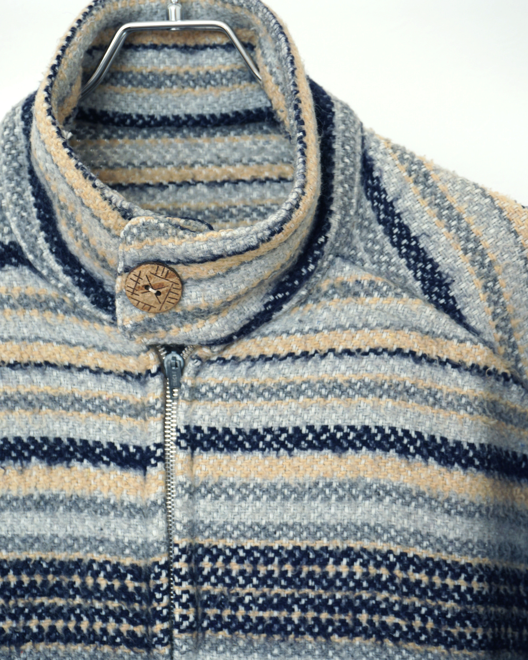 70s Italian Vintage Wool Woven zip up Jacket