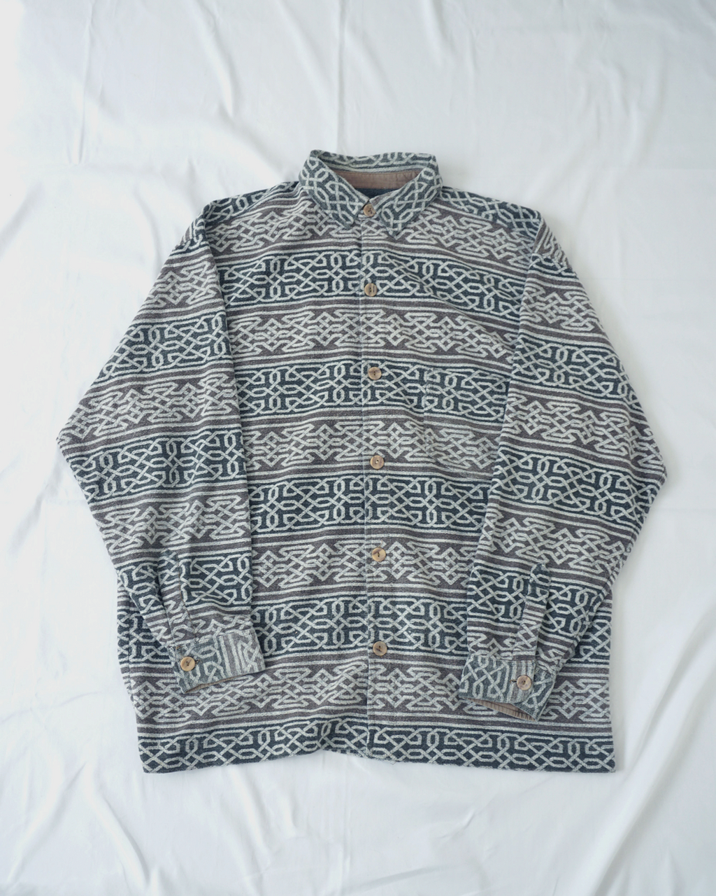 Late-90s Euro Vintage Celtic Pattern Jacqured Shirts Jacket