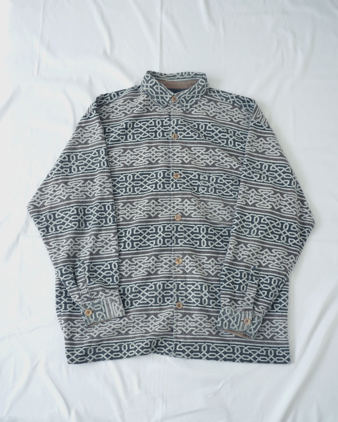 Late-90s Euro Vintage Celtic Pattern Jacqured Shirts Jacket