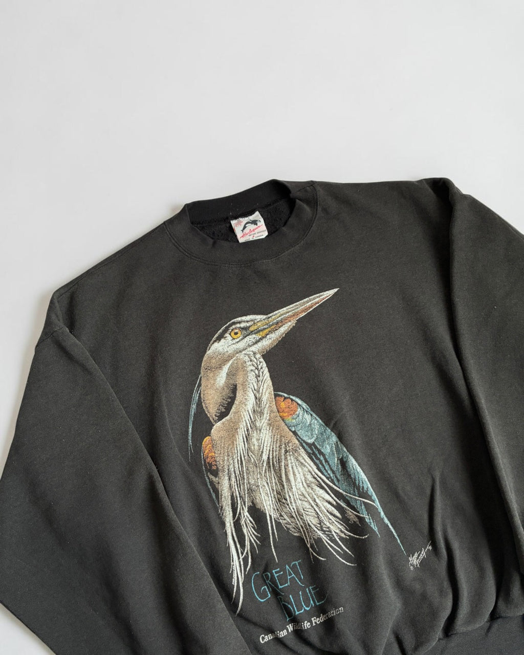 1990 Harlequin Nature Graphics "Great Blue" Art Sweat Made in Canada