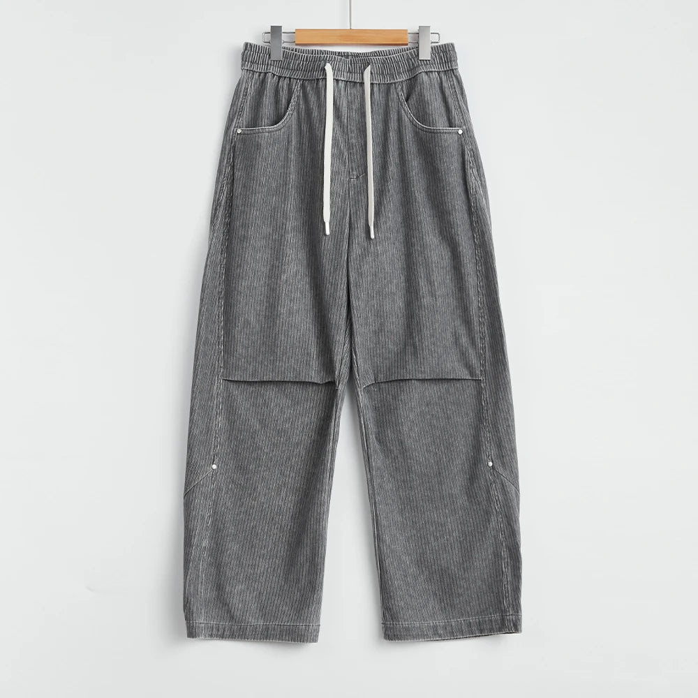 Knee Tucks Tapered Corduroy Pants