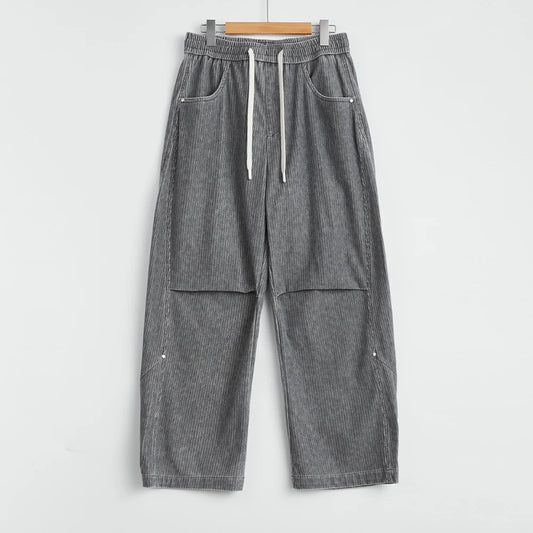 Knee Tucks Tapered Corduroy Pants