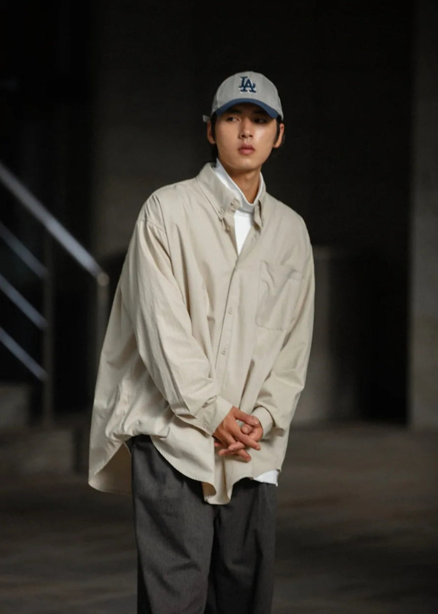 Long Sleeve Oversized Cotton Cargo Shirts
