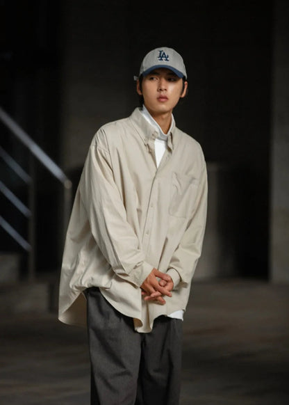 Long Sleeve Oversized Cotton Cargo Shirts