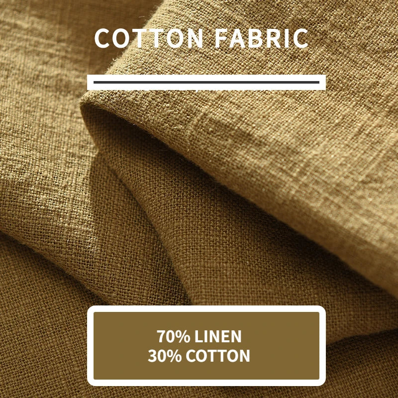 Cotton Linen Casual Pullover Shirt