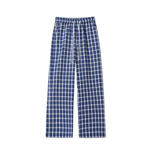 Loose Wide Leg Check Pajama Pants