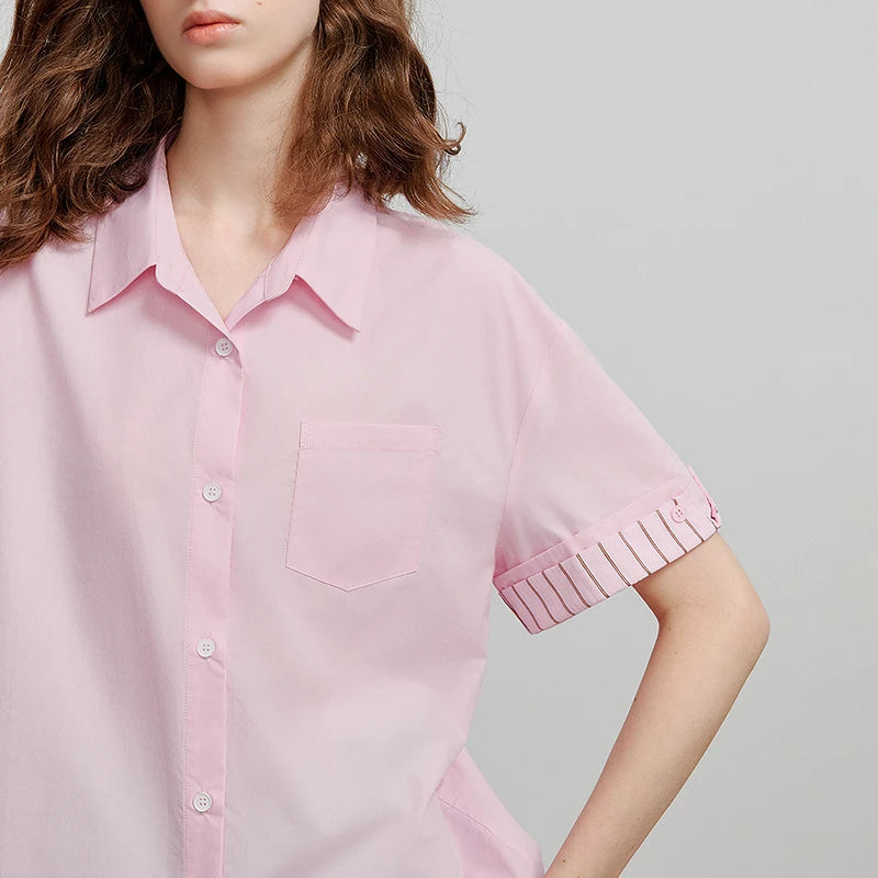 Short Sleeve Striped Pattern Blouse