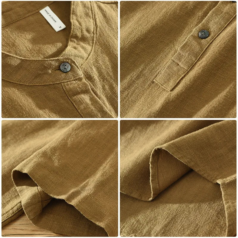Cotton Linen Casual Pullover Shirt