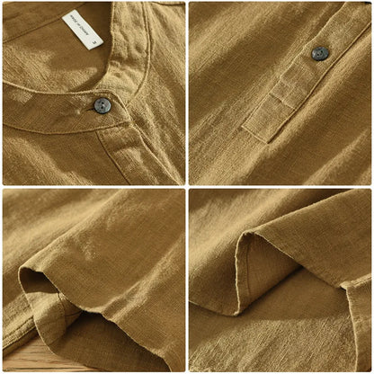 Cotton Linen Casual Pullover Shirt