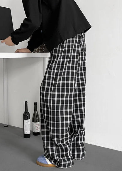 Loose Wide Leg Check Pajama Pants