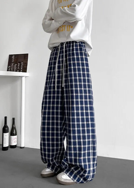 Loose Wide Leg Check Pajama Pants