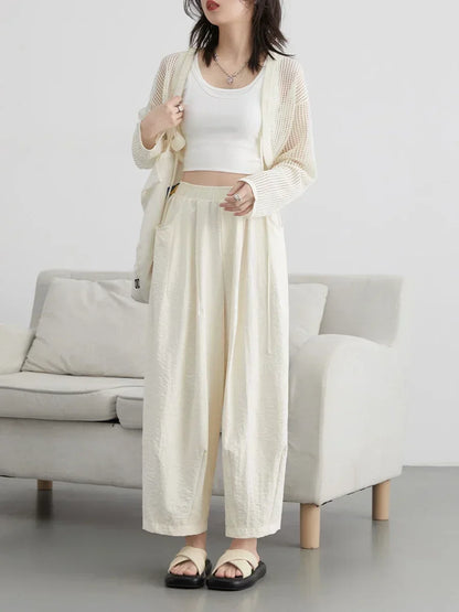 High Waisted Pleated Wide Leg Trousers