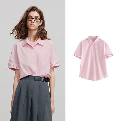 Short Sleeve Striped Pattern Blouse