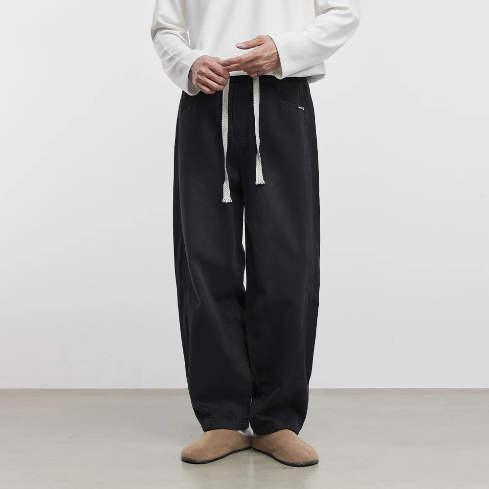 Drawstring Wide Tapered Jeans