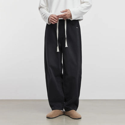 Drawstring Wide Tapered Jeans