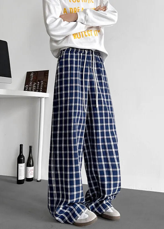 Loose Wide Leg Check Pajama Pants